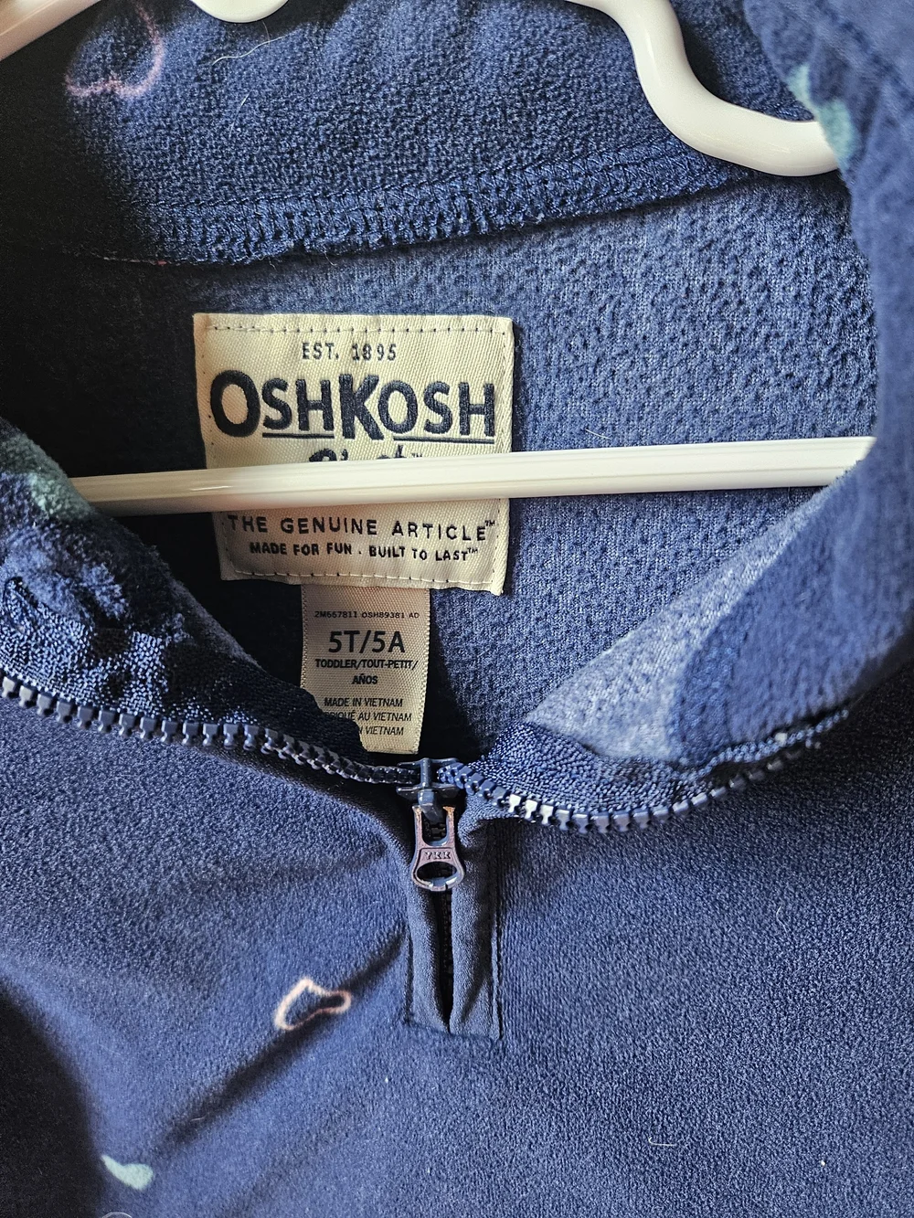 OshKosh B'gosh Navy Half-Zip Fleece Pullover with Heart Print